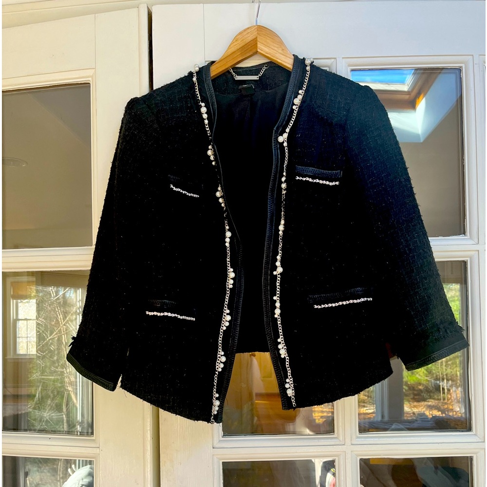 Black Tweed Coco Chanel black blazer from White House Black Market. Size 12.